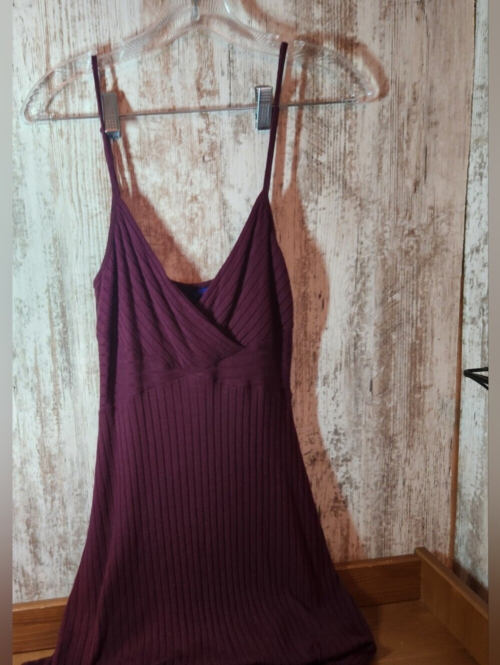 Aeropostale Deep Plum Ribbed Midi Slip Dress Adjstable Straps Soft Blend L@@K